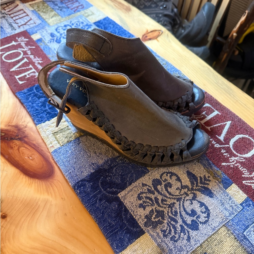 Blue Woven Leather Sandals